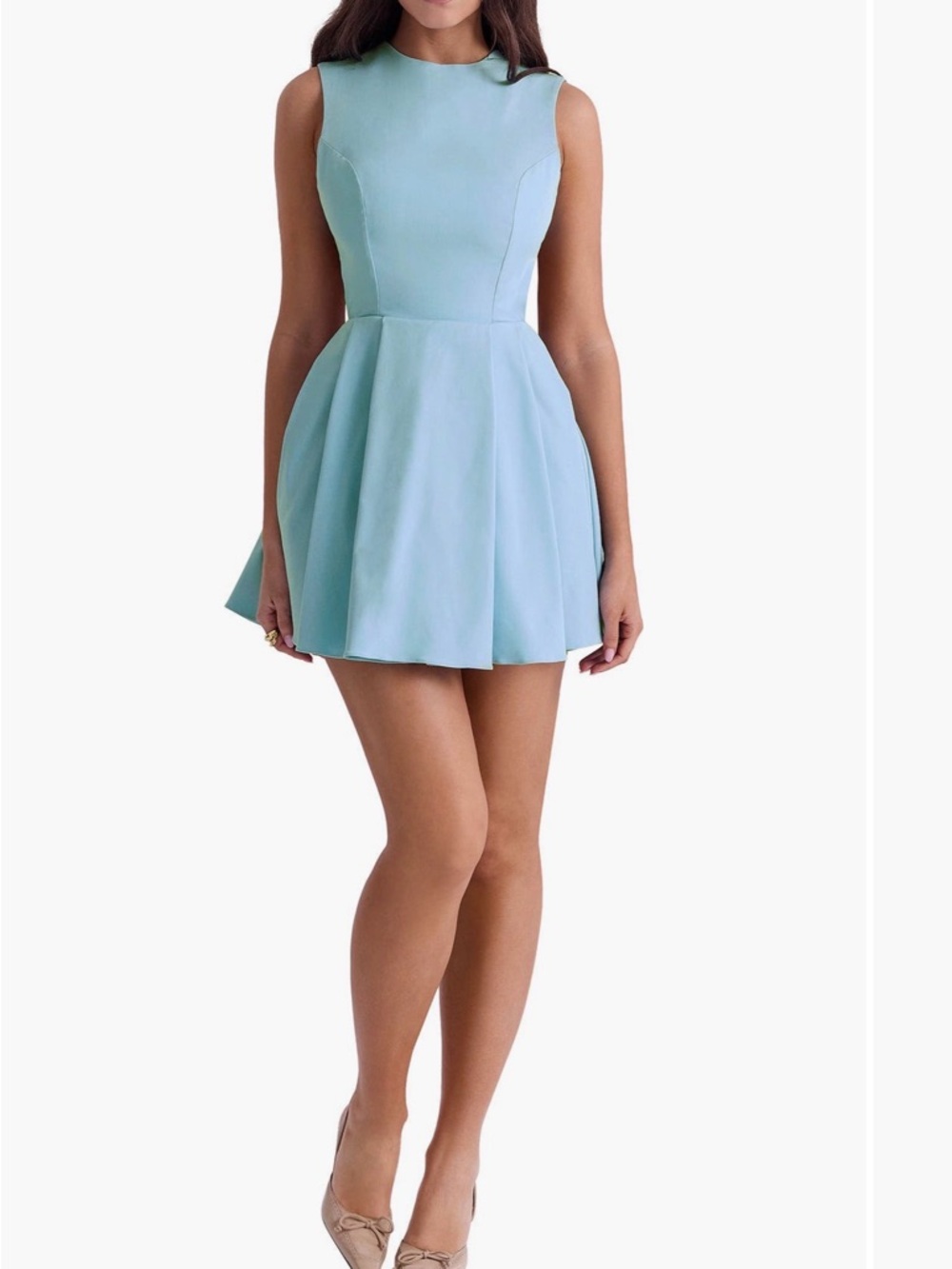 House of CB Powder Blue Sleeveless Fit-and-Flare Mini Dress
